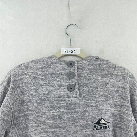 Renegade Club Sweatshirt Mens M Gray Heather Logo Button Front Pullover Hoodie - Picture 12 of 12